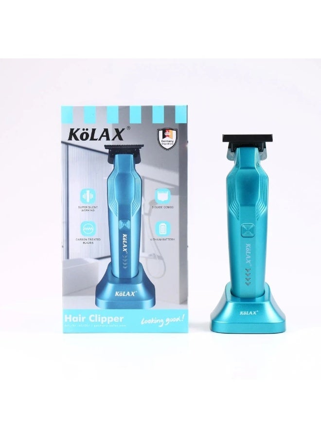 Kolax Professional Zero-Gapped Hair Trimmer for Men - Cordless T-Blade Hair Clippers & Beard Trimmer - USB Rechargeable Barber Grooming Kit - Metallic Blue - Image 1